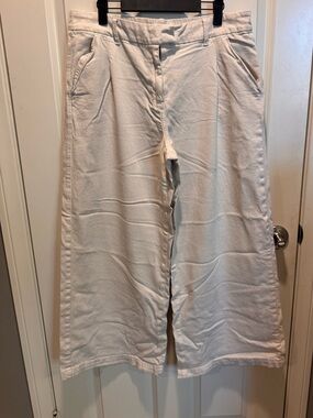 American Eagle Outfitters Wide-Leg Chinos in Off-White